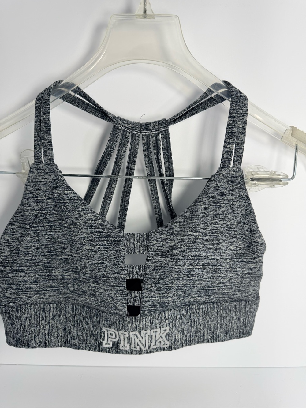 PINK Victoria's Secret Gray Strappy Back Sports Bralette